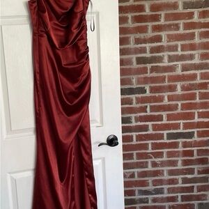 Birdy Grey Rust Red Satin Slip Dress